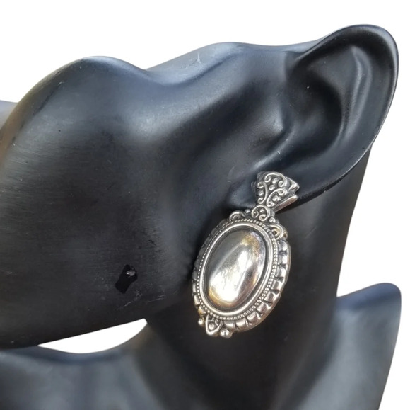 VINTAGE SILVERPLATED ART NOUVEAU STYLE LARGE STATEMENT EARRINGS - Picture 1 of 3